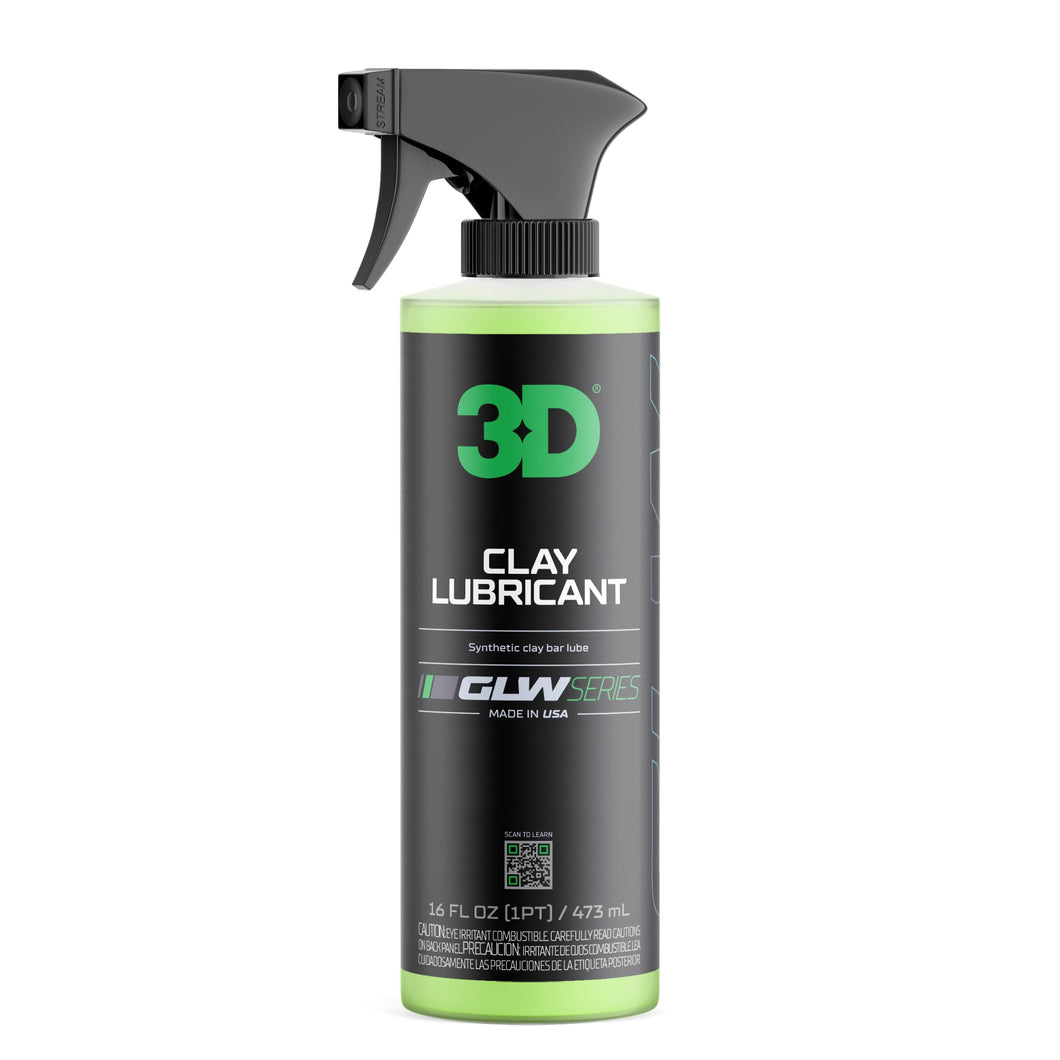 3D Clay Lubricant GLW Series | DIY Car Detailing | Hyper Slick Lubrication for Clay Bars | Eliminates Contaminants from Paint | Ultra Surface Protection | Decontamination Formula | Easy to Use | 16oz