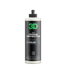 Load image into Gallery viewer, 3D SiO2 Ceramic Trim Restore, GLW Series | Ultimate Hydrophobic Trim Reviver | SiO2 Infused Restoring, Shining, &amp; Protecting | Restores Black Plastic &amp; Vinyl | DIY Car Detailing | 16 oz