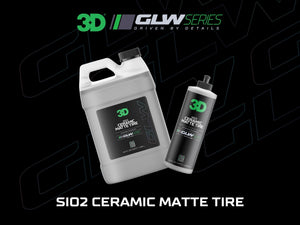 3D SiO2 Ceramic Matte Tire Shine, GLW Series | Hydrophobic Formula Protects Against Fading, Cracking & Discoloration | UV Protection Spray | Deep Dark Shine | 64 oz