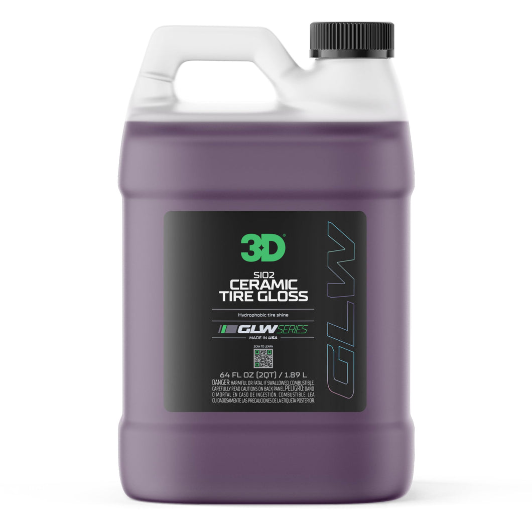 3D SiO2 Ceramic Tire Gloss, GLW Series | Hydrophobic Formula Protects Against Fading, Cracking & Discoloration | UV Protection Spray | Wet Look Shine Finish | 64 oz