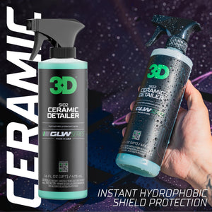 3D Ceramic Detailer, GLW Series | Hyper Gloss Finish | SiO2 Peak Hydrophobic Top Coat | Extends Life of Waxes, Sealants, Coatings | DIY Car Detailing Spray | 64 oz