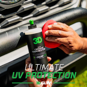 3D SiO2 Ceramic Trim Restore, GLW Series | Ultimate Hydrophobic Trim Reviver | SiO2 Infused Restoring, Shining, & Protecting | Restores Black Plastic & Vinyl | DIY Car Detailing | 16 oz