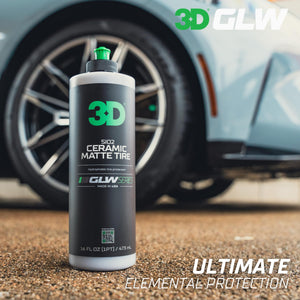 3D SiO2 Ceramic Matte Tire Shine, GLW Series | Hydrophobic Formula Protects Against Fading, Cracking & Discoloration | UV Protection Spray | Deep Dark Shine | 16 oz