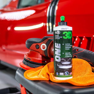 3D ONE Hybrid Compound & Finishing Polish Used On Classic Red Corvette with FLEX Polisher Made In USA by 3D Car Care Products in California Available at 3D Car Care Miami store and www.3dcarcaremiami.com