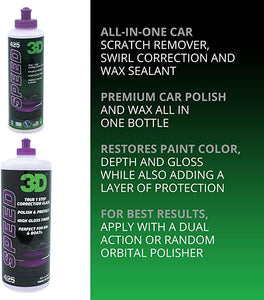 8oz 3D ONE & SPEED Combo-Rubbing Compound-Polish-All In One Kit