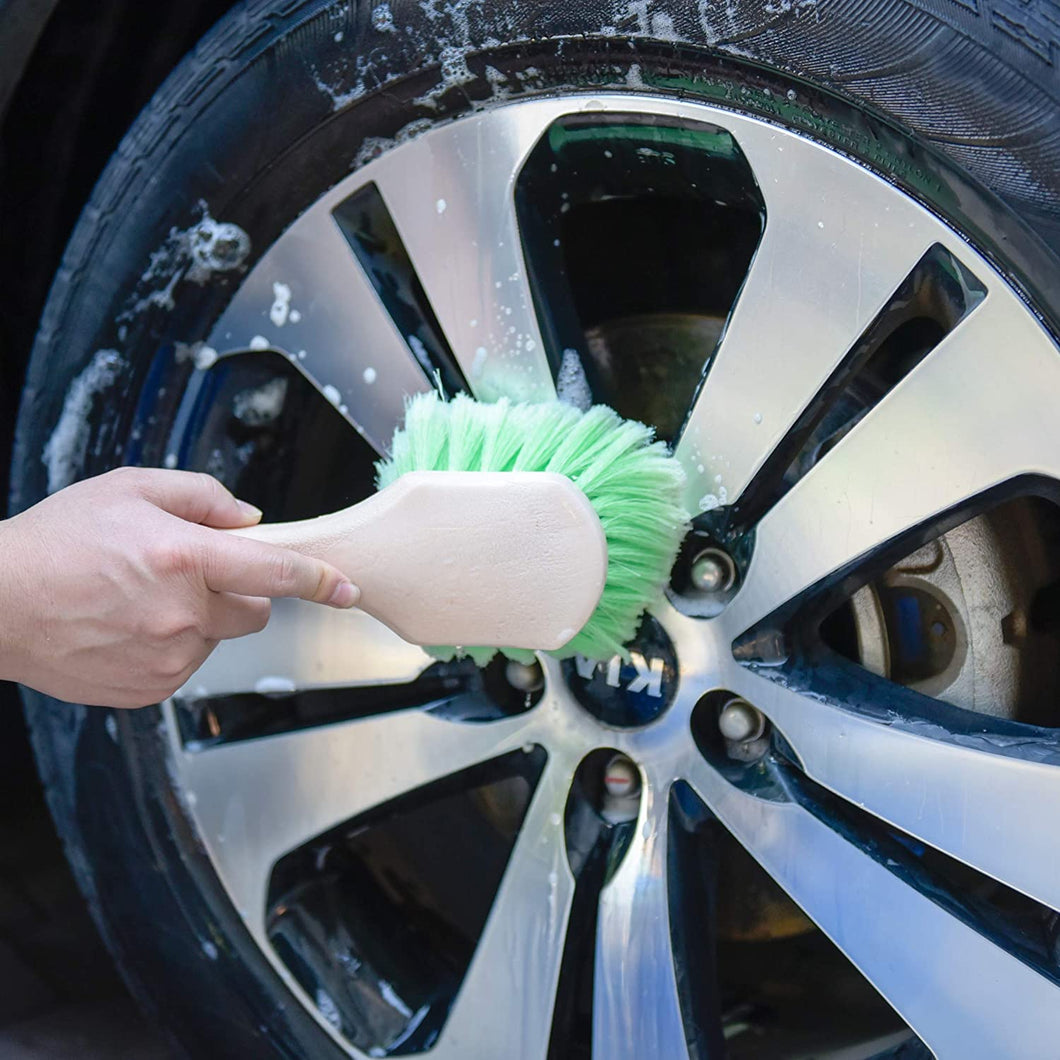 Green Soft Car Wheel Cleaner Brush with Short Handle for Auto Vehicle – 3D  Car Care Miami