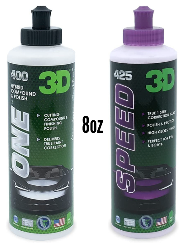 8oz 3D ONE & SPEED Combo-Rubbing Compound-Polish-All In One Kit – 3D Car  Care Miami