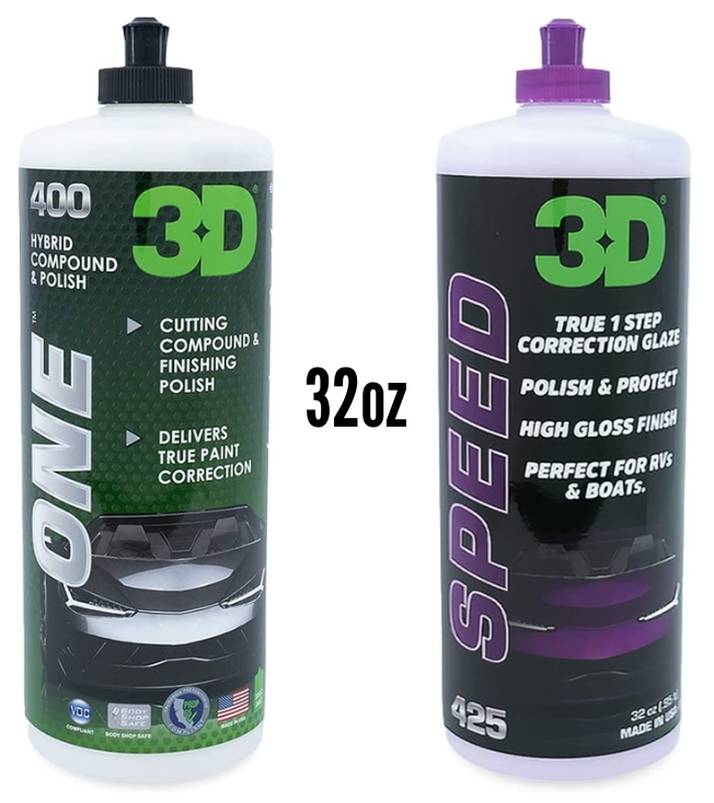32oz 3D ONE & SPEED Combo-Rubbing Compound-Polish-All In One Kit