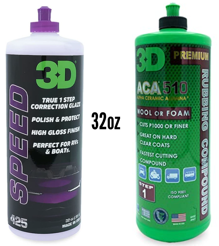 3D 32oz Compound & Polish Combo Kit, Includes 4 Products Speed One ACA 500  520